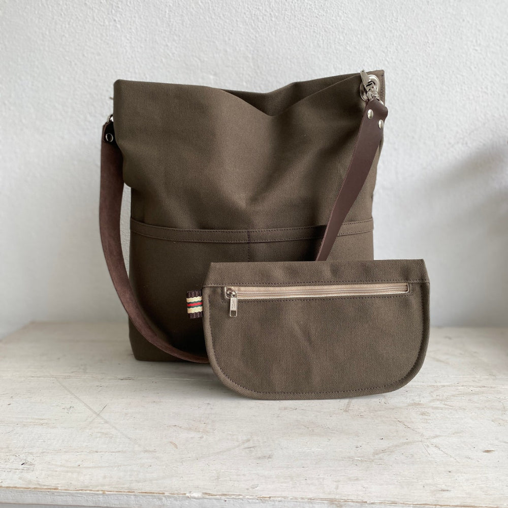 Mila 201 Taupe Brown | Hobo Tote Bag