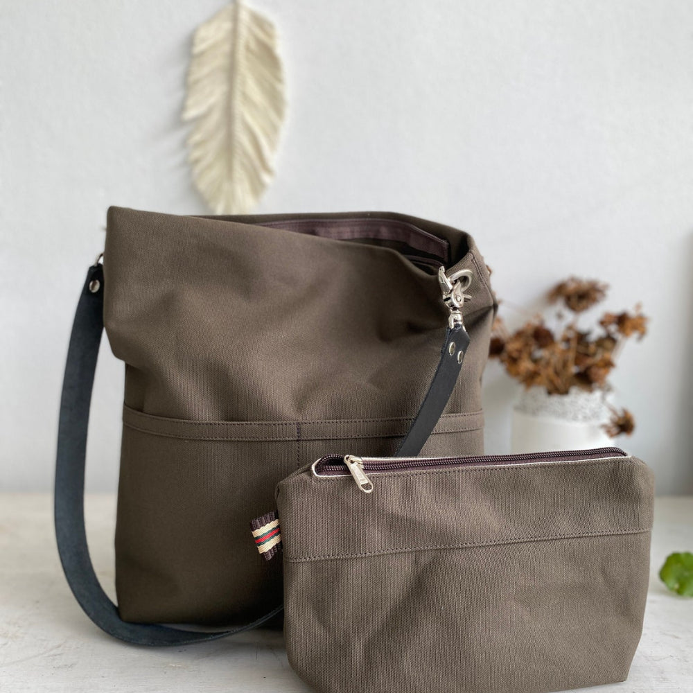 Mila 201 Taupe Brown | Hobo Tote Bag
