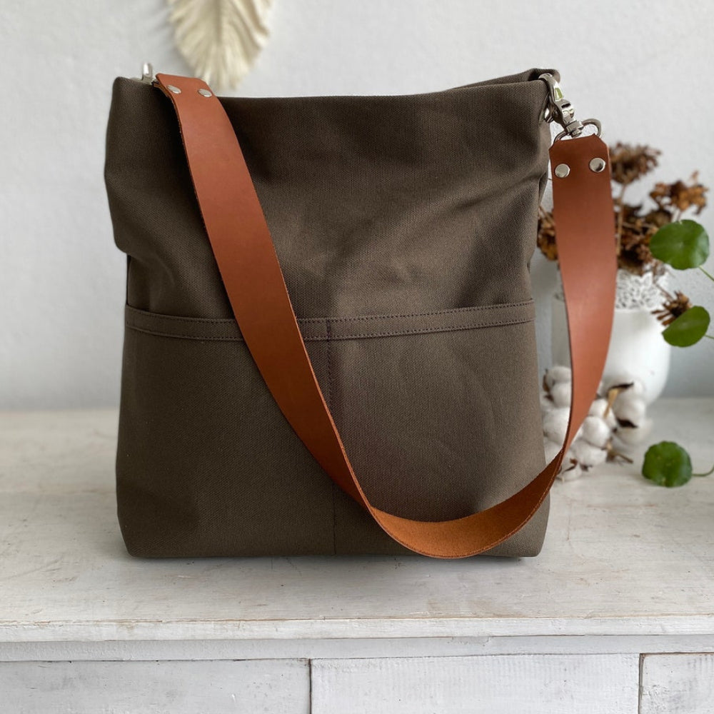 Mila 201 Taupe Brown | Hobo Tote Bag