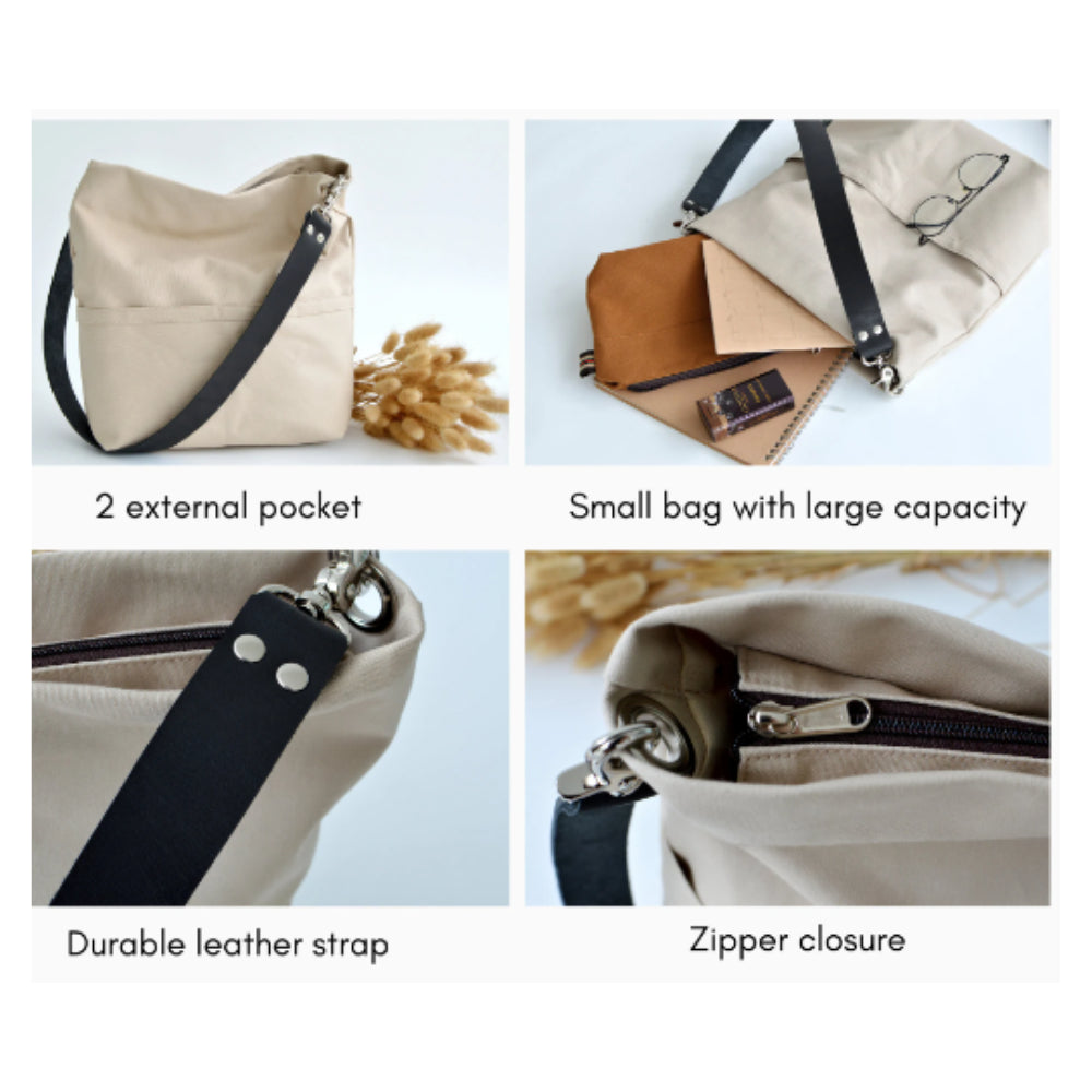 Mila 201 Taupe Brown | Hobo Tote Bag