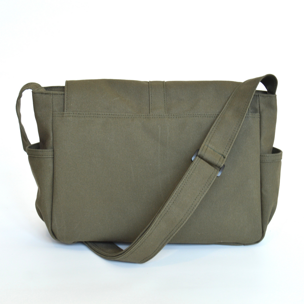 Green shoulder bag on a white background