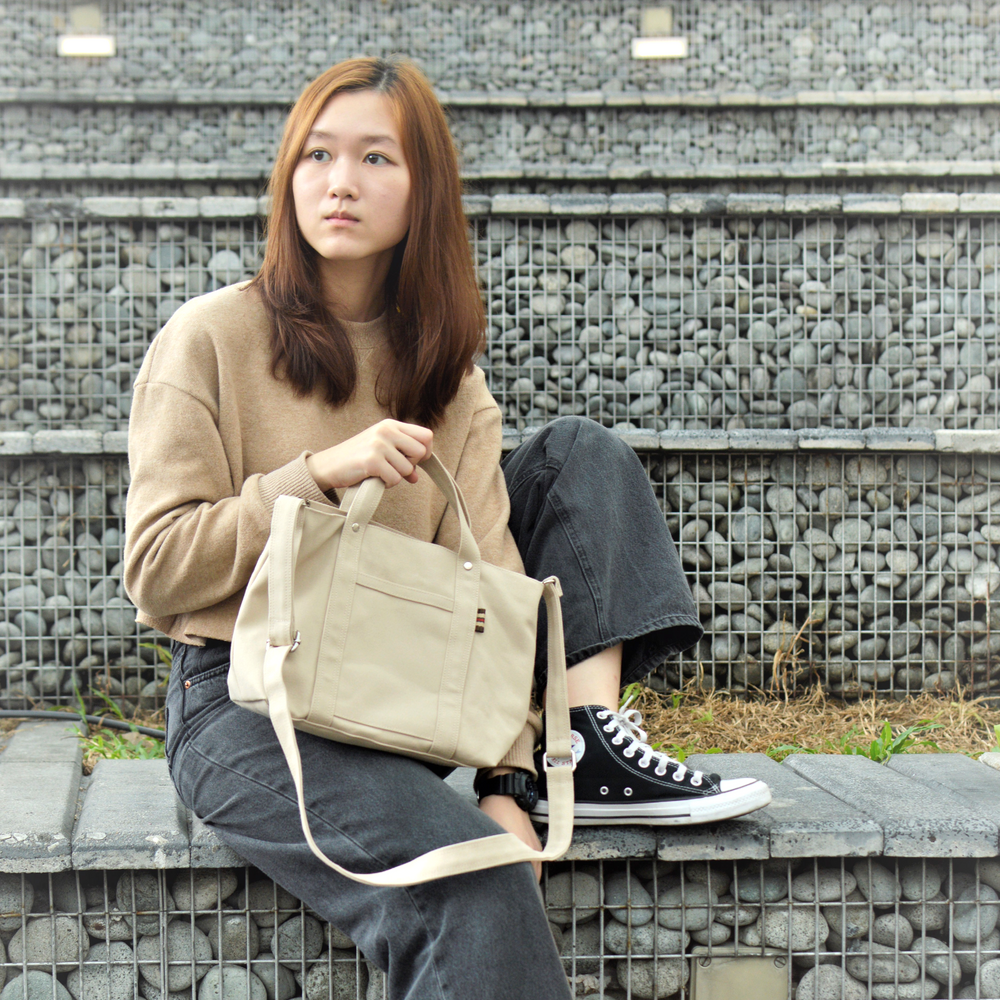 Tokyo Tote 204 Morandi Green & Cream | Small Tote & Crossbody Bag